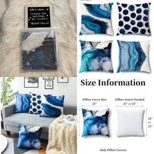 Set of 4 Blue Throw Pillow Covers | 18” x 18”